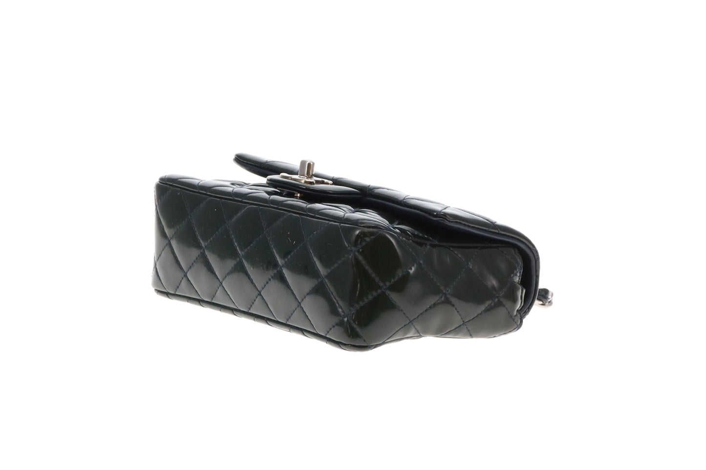 Chanel Classic Mini Rectangle Flap Dark Green Patent SHW 2013/14