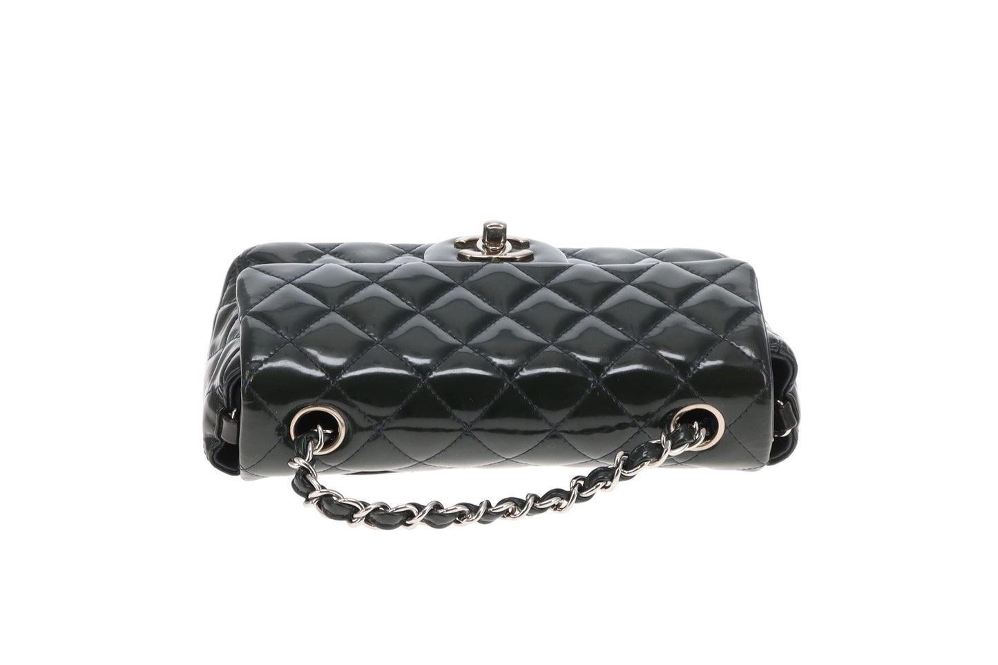 Chanel Classic Mini Rectangle Flap Dark Green Patent SHW 2013/14