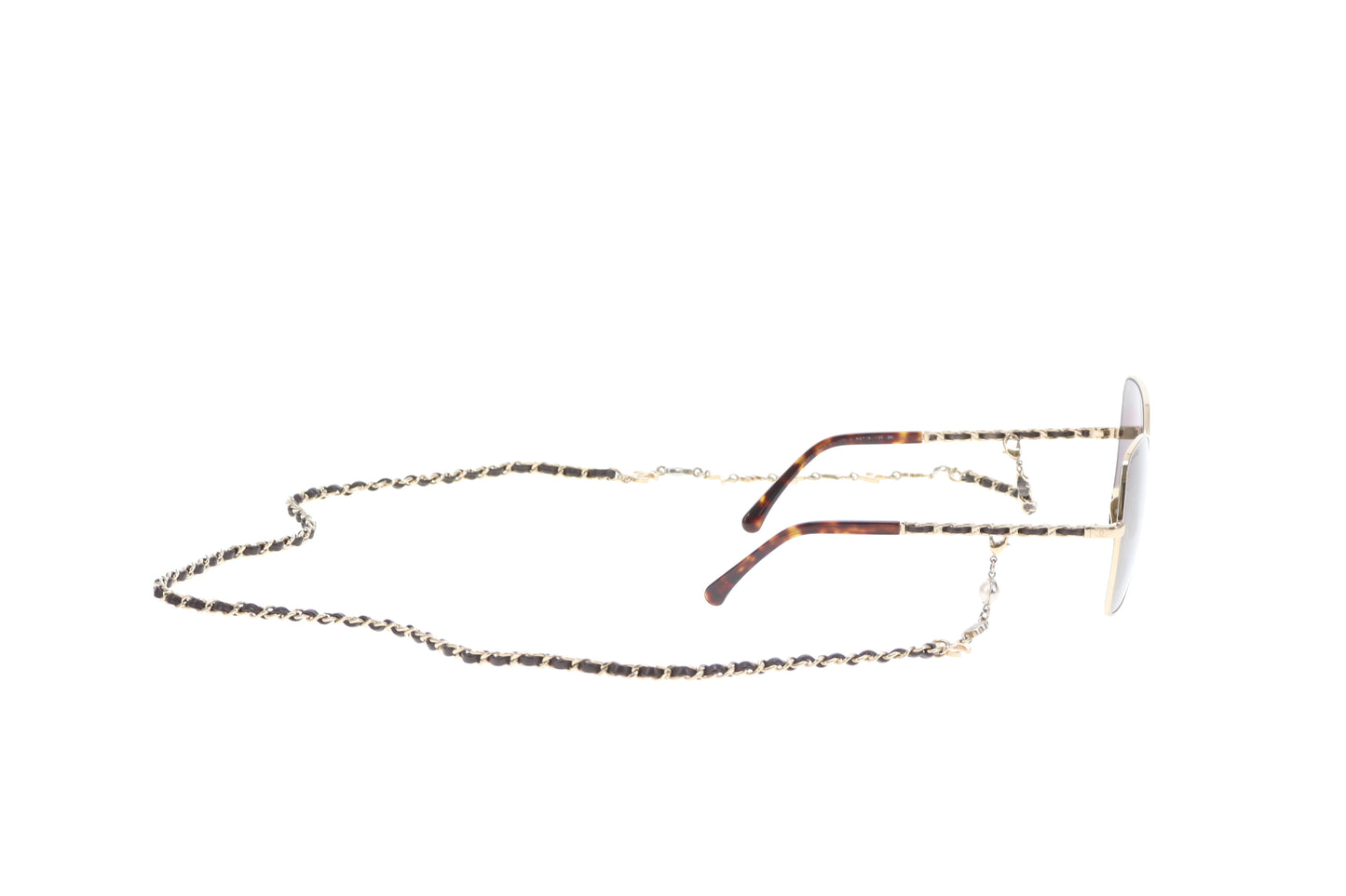 Chanel Sunglasses with Chain Pale Gold and Brown with Logo Charm Chain