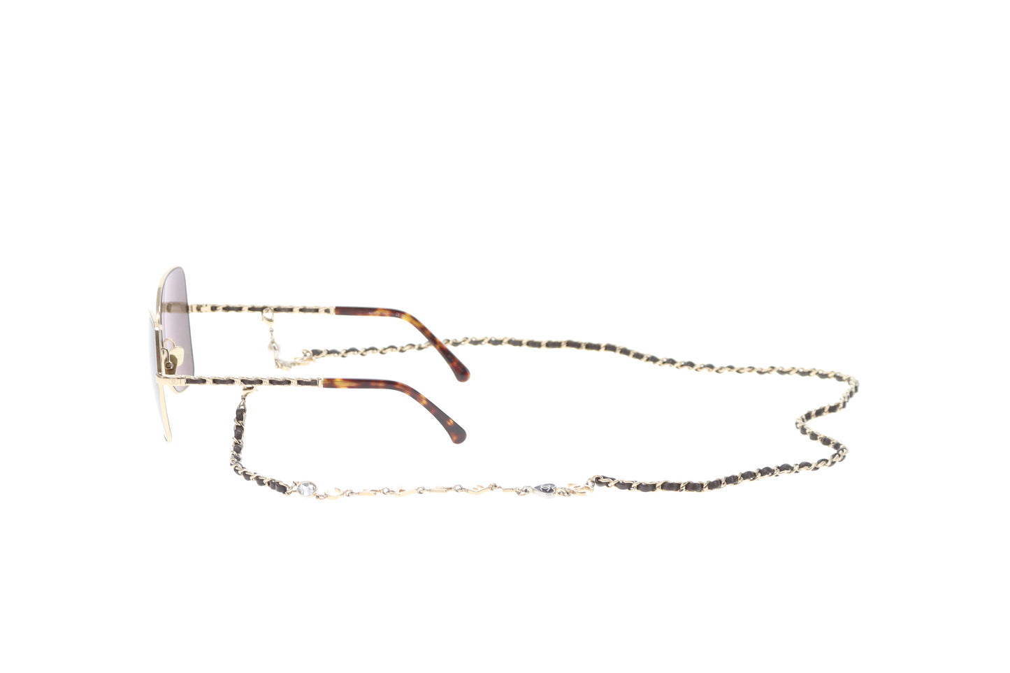 Chanel Sunglasses with Chain Pale Gold and Brown with Logo Charm Chain