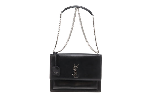 Saint Laurent Sunset Large Black Leather SHW