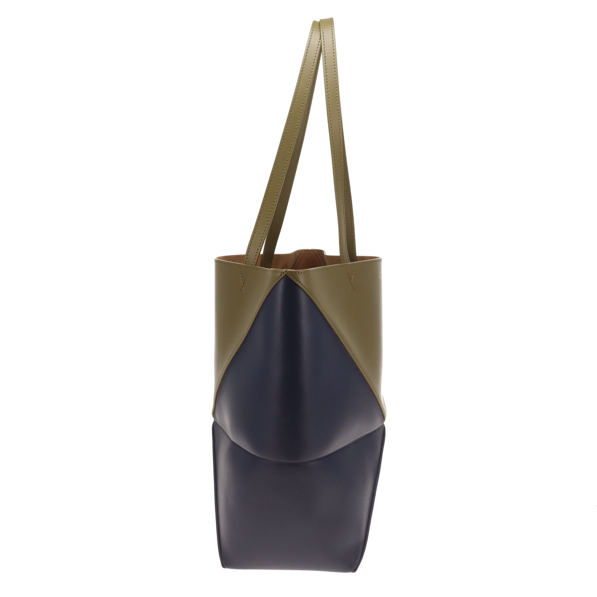 Loewe Puzzle Fold Tote Medium In Dark Khaki and Abyss Blue