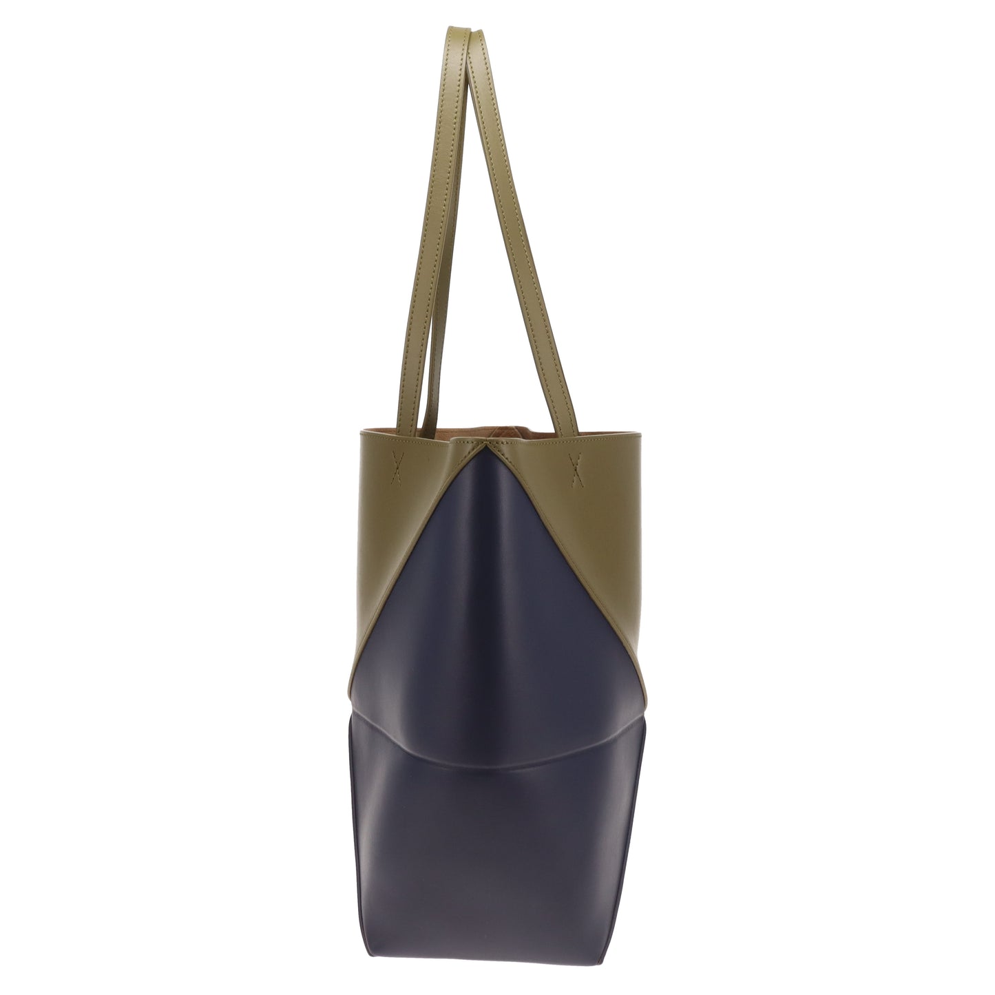 Loewe Puzzle Fold Tote Medium In Dark Khaki and Abyss Blue