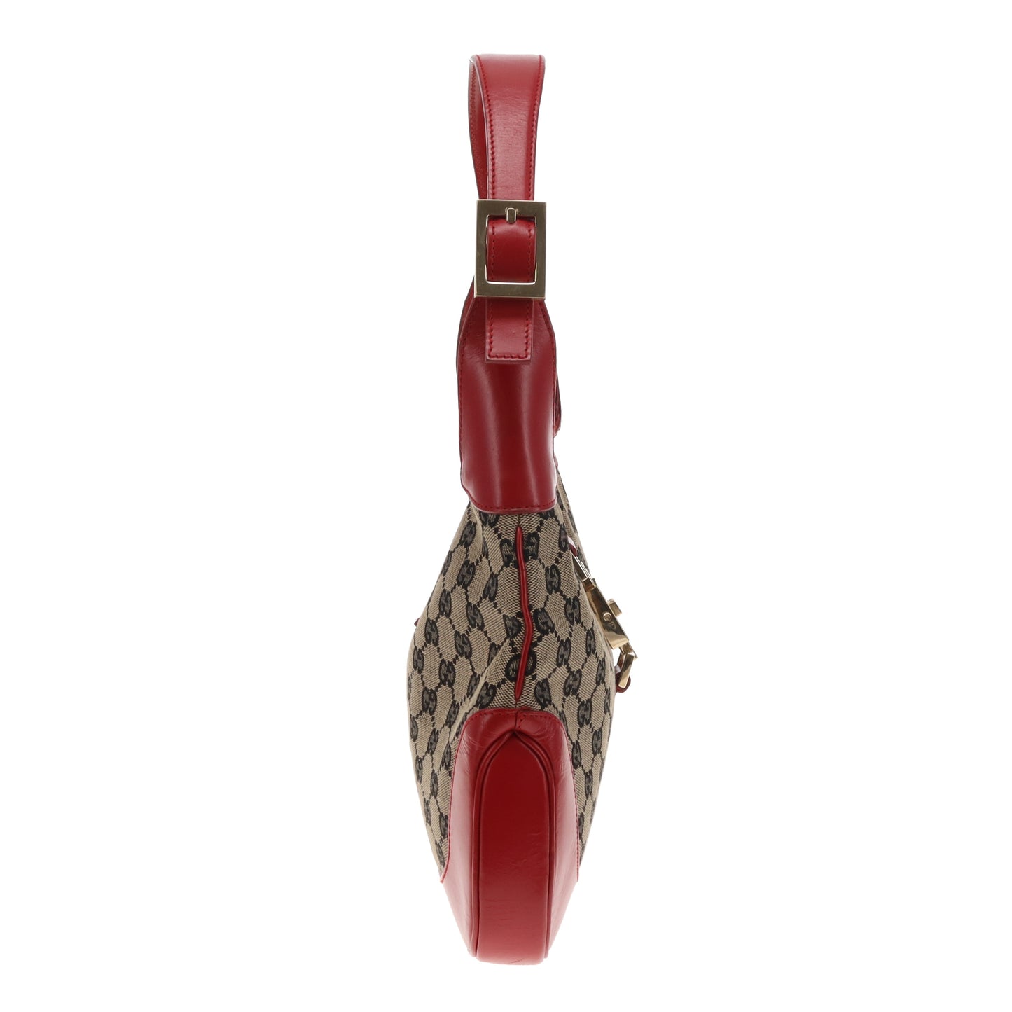 Gucci Jackie Vintage Red Leather and Navy GG Canvas