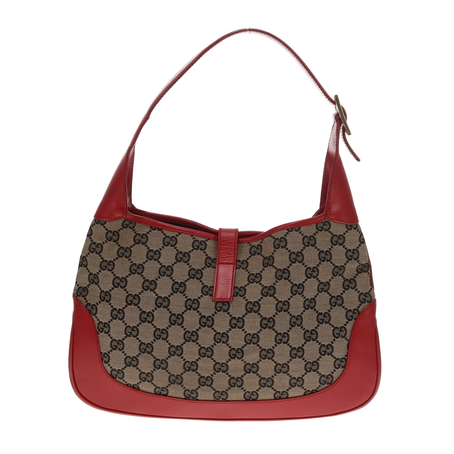 Gucci Jackie Vintage Red Leather and Navy GG Canvas