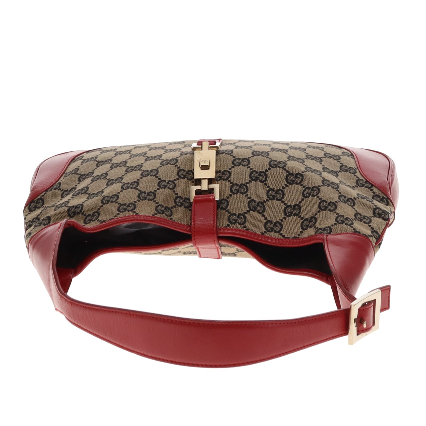 Gucci Jackie Vintage Red Leather and Navy GG Canvas