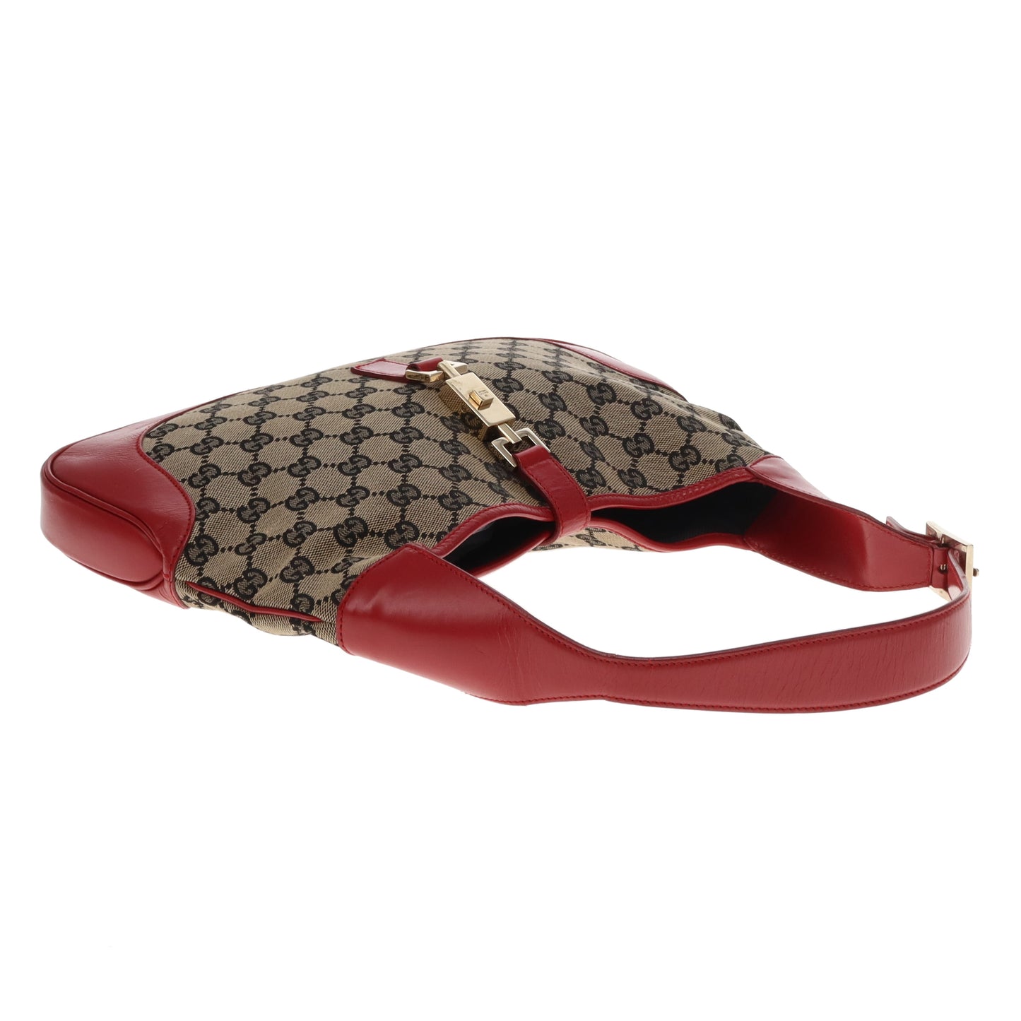 Gucci Jackie Vintage Red Leather and Navy GG Canvas