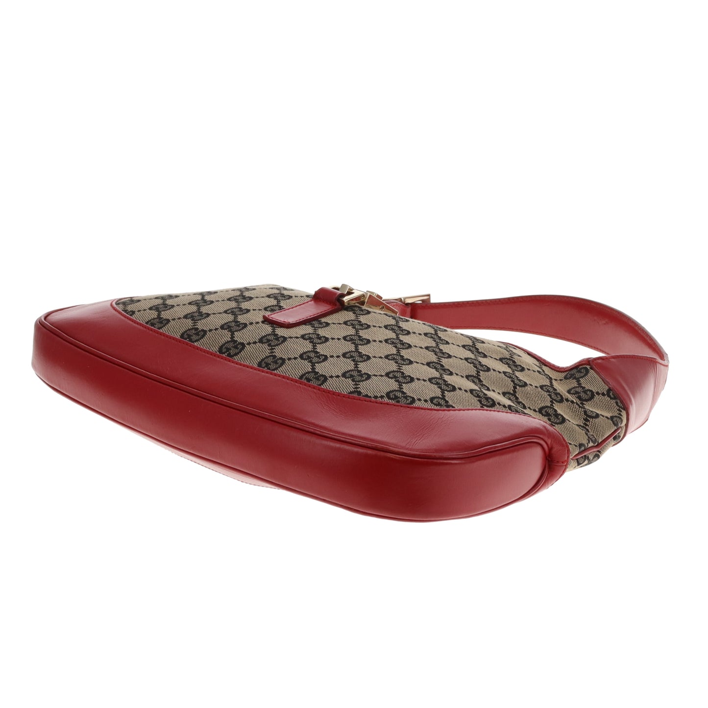 Gucci Jackie Vintage Red Leather and Navy GG Canvas