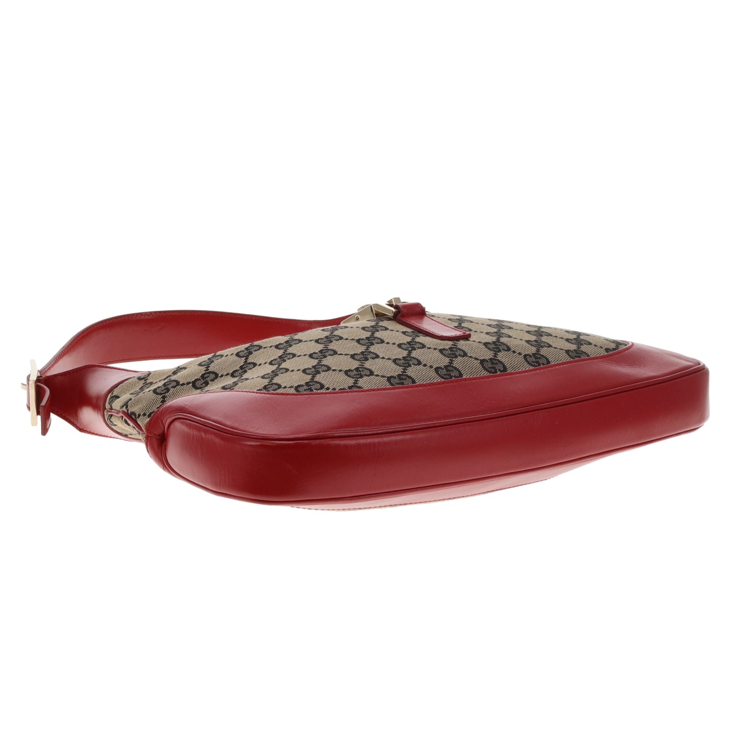 Gucci Jackie Vintage Red Leather and Navy GG Canvas