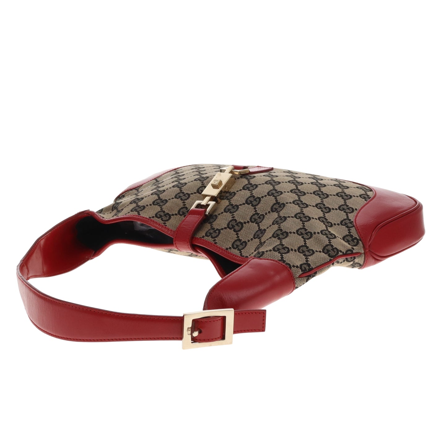 Gucci Jackie Vintage Red Leather and Navy GG Canvas