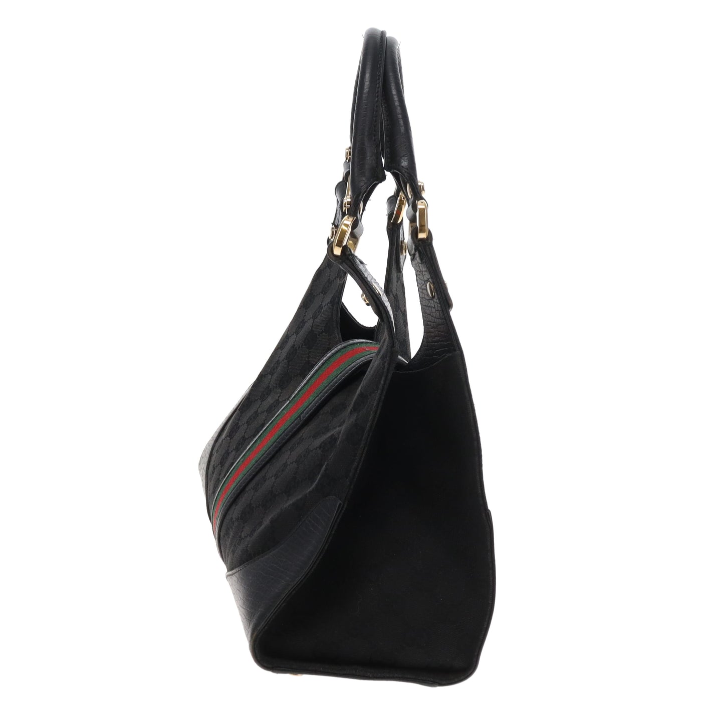 Gucci Junco Shoulder Bag Black GG Canvas and Web