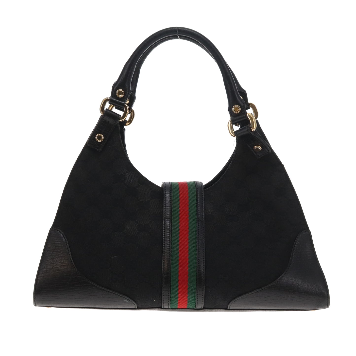 Gucci Junco Shoulder Bag Black GG Canvas and Web