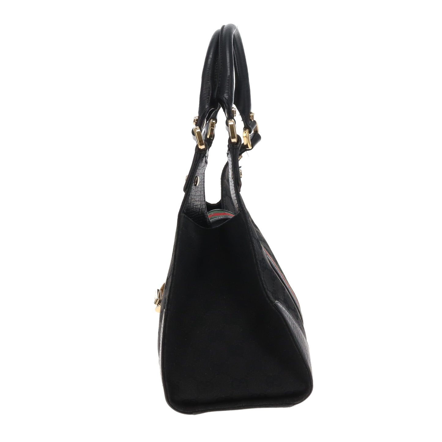 Gucci Junco Shoulder Bag Black GG Canvas and Web