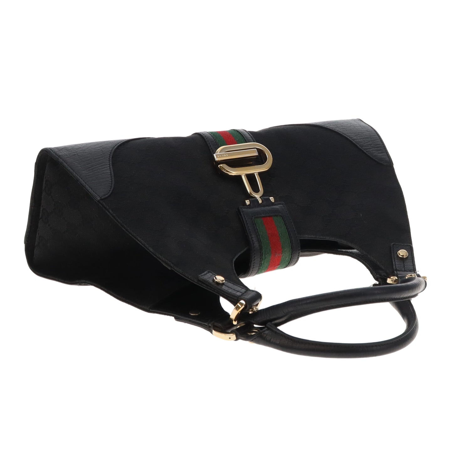 Gucci Junco Shoulder Bag Black GG Canvas and Web