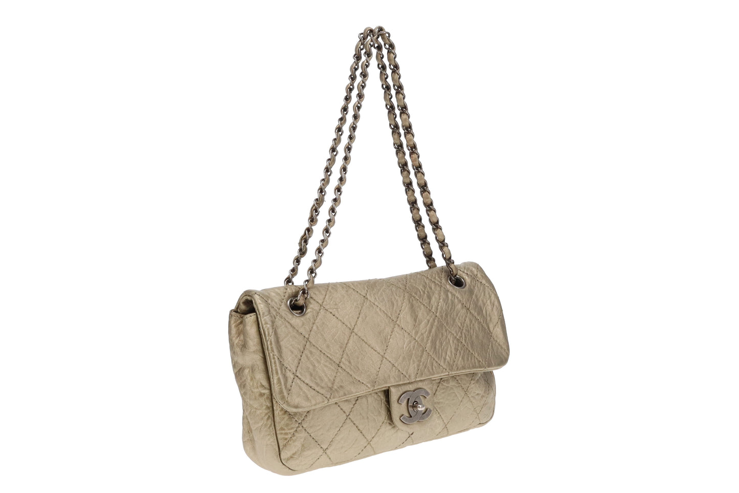 Chanel Crinkled Gold Leather Seasonal Single Flap Bag 2006/08