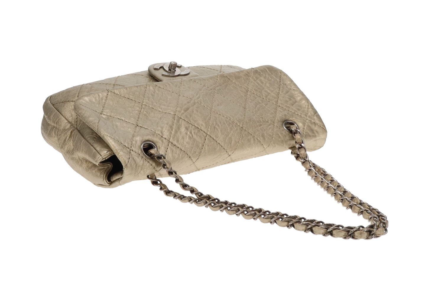 Chanel Crinkled Gold Leather Seasonal Single Flap Bag 2006/08