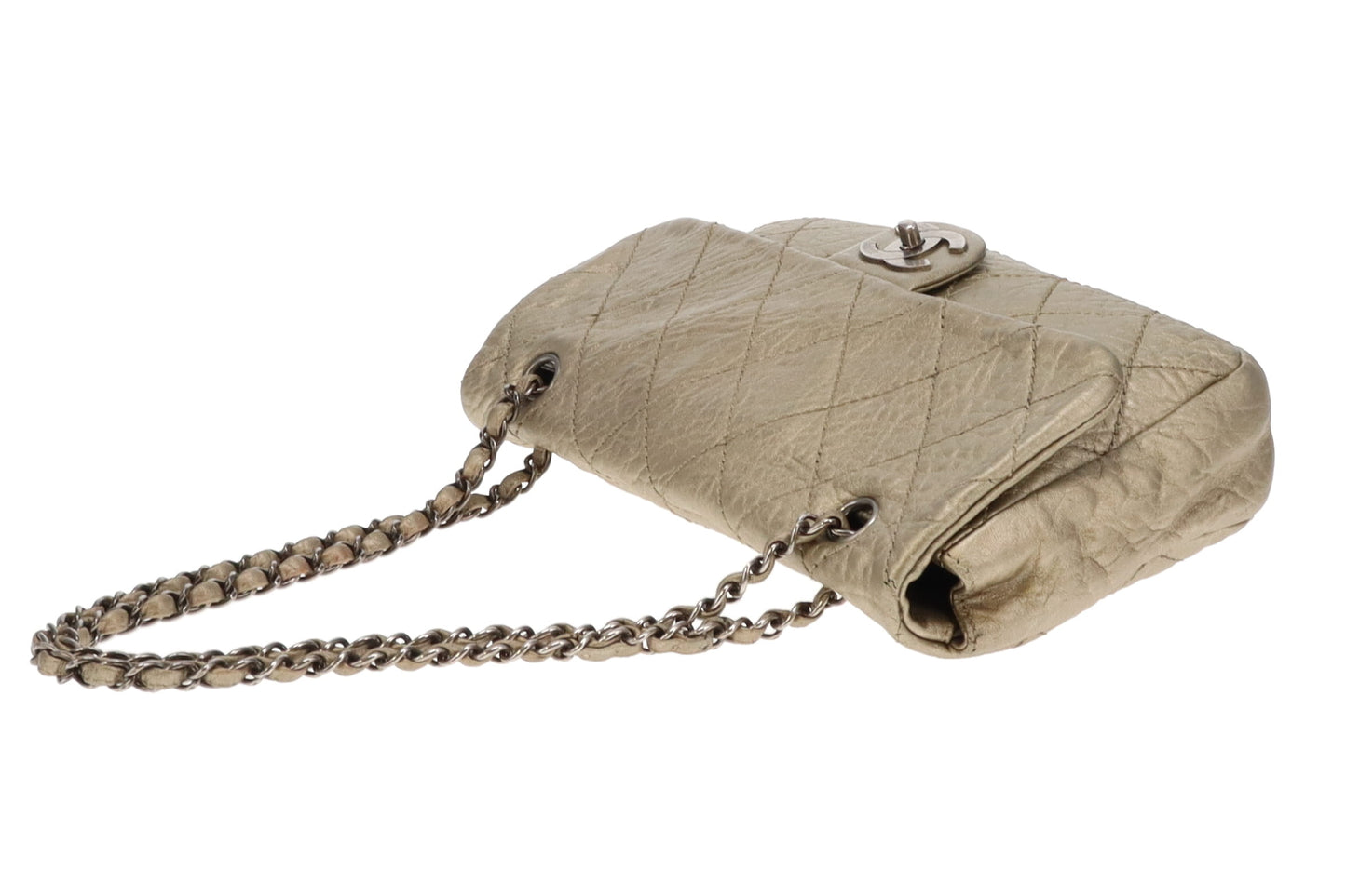 Chanel Crinkled Gold Leather Seasonal Single Flap Bag 2006/08