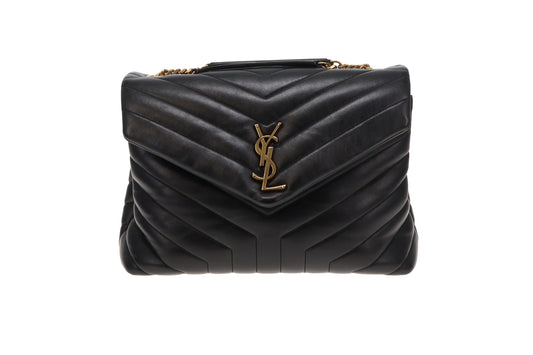 Saint Laurent Lou Lou Medium Black With Antiqued Gold Hardware
