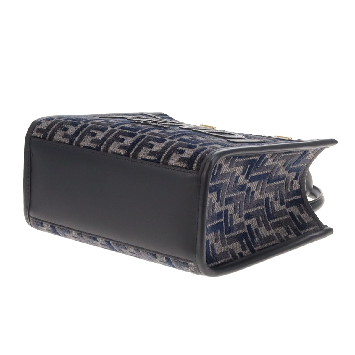 Fendi Sunshine Small Tote Navy Velour/Canvas/Leather