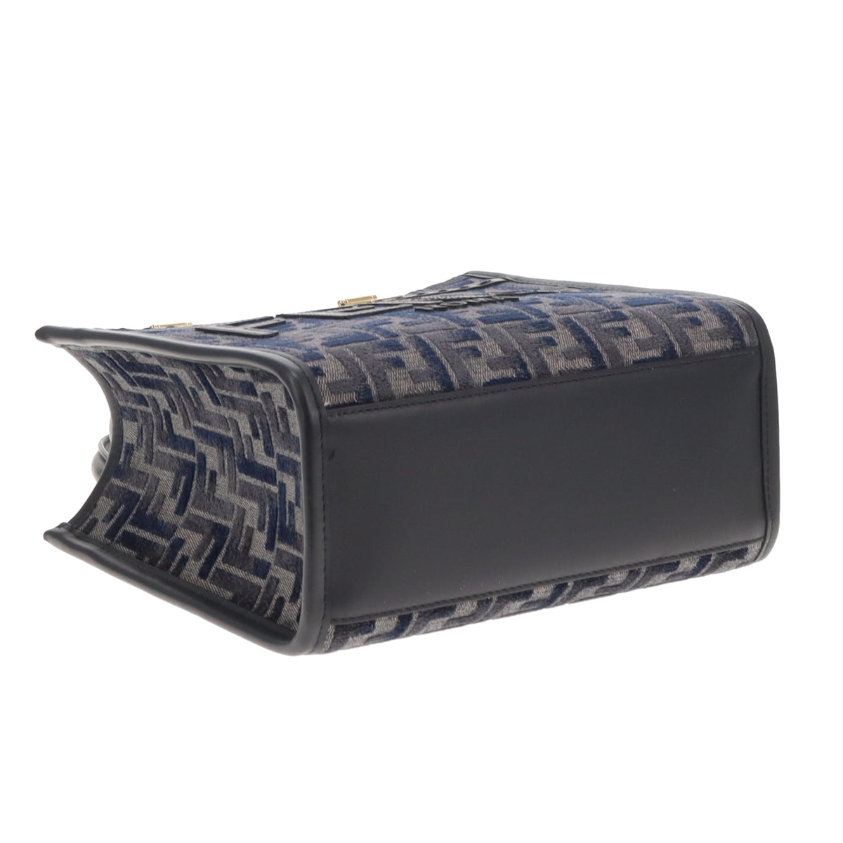 Fendi Sunshine Small Tote Navy Velour/Canvas/Leather