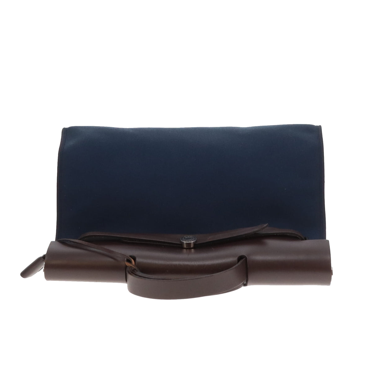Hermes Herbag 39 Zip In Terre Vache Hunter Leather & Navy Canvas