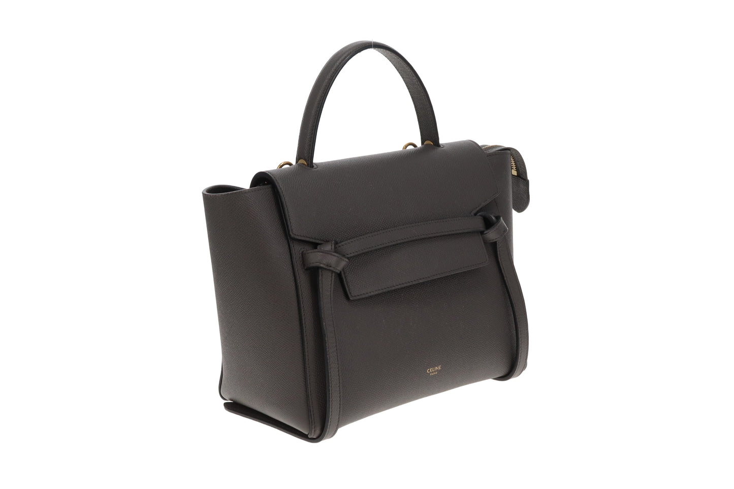 Celine Belt Bag Micro Grey Grained Calfskin 2022 (Includes added Celine Logo Strap)