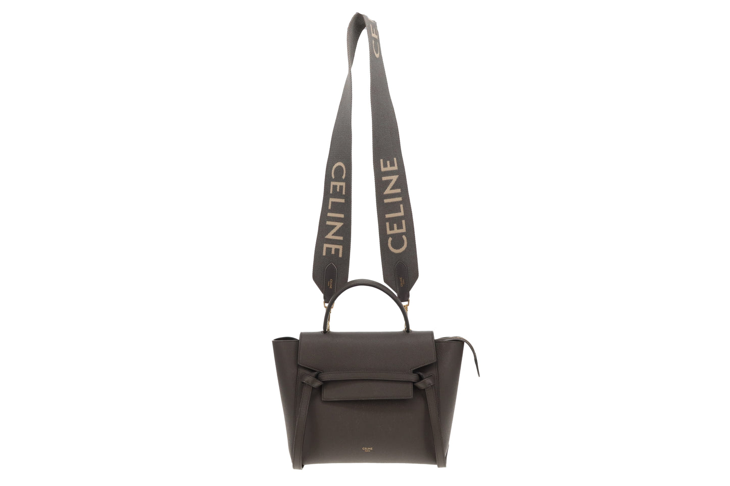 Celine Belt Bag Micro Grey Grained Calfskin 2022 (Includes added Celine Logo Strap)