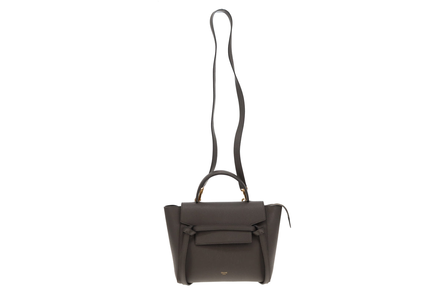 Celine Belt Bag Micro Grey Grained Calfskin 2022 (Includes added Celine Logo Strap)