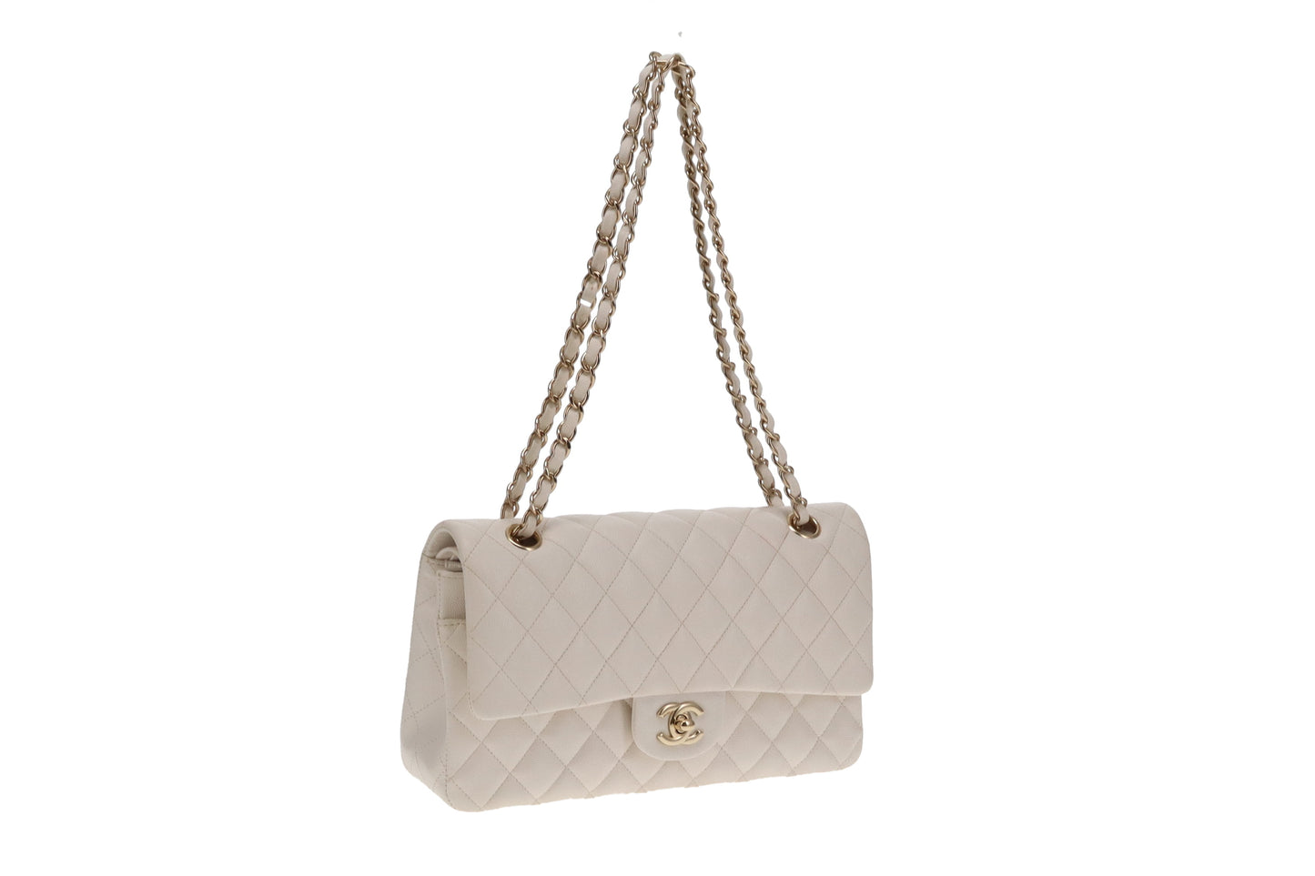 Chanel Classic Double Flap Caviar White Medium 2020