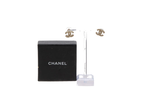 Chanel Costume Pearl CC Earrings In Pale Gold 2019C