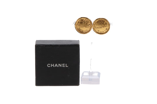 Chanel Vintage Rue Cambon Goldtone Coin Clip On Earrings
