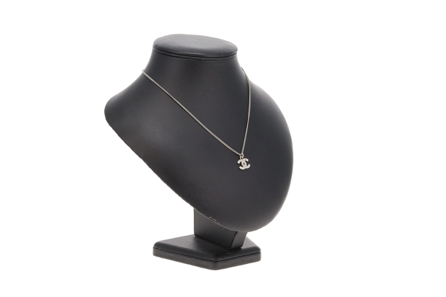 Chanel CC Strass Silvertone Small Pendant Necklace 2009