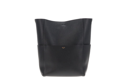 Celine Sangle Seau Shoulder Bag In Black Calfskin Leather