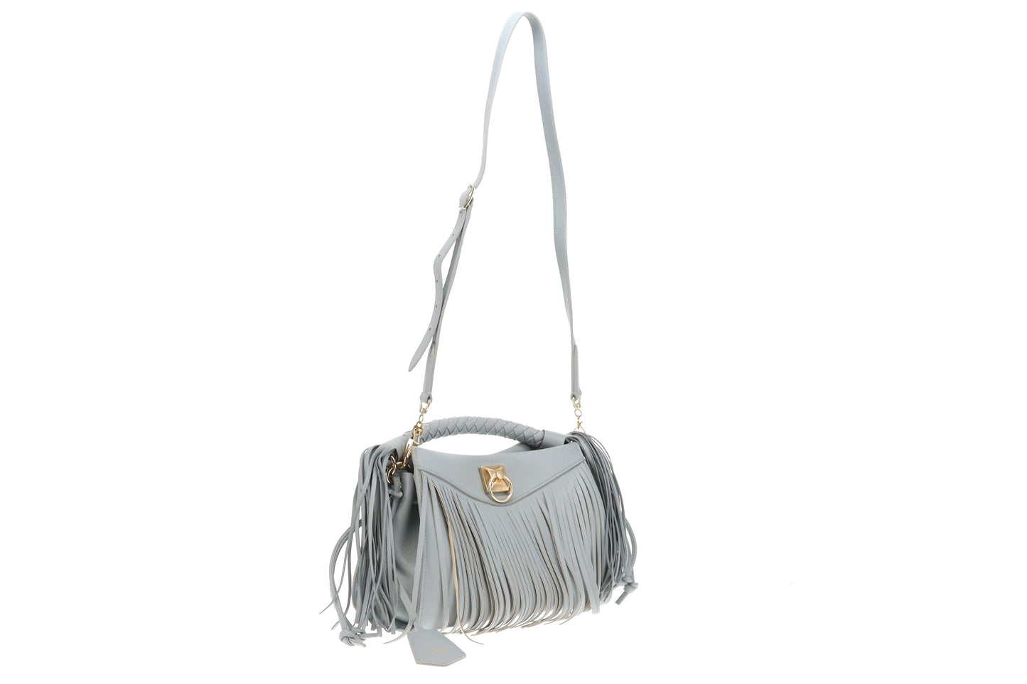 Mulberry Iris Small Silky Calf Fringe In Cloud Blue