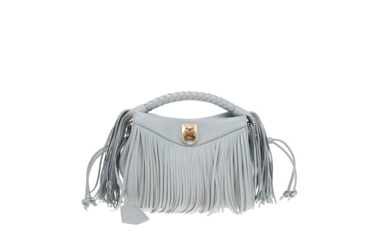 Mulberry Iris Small Silky Calf Fringe In Cloud Blue