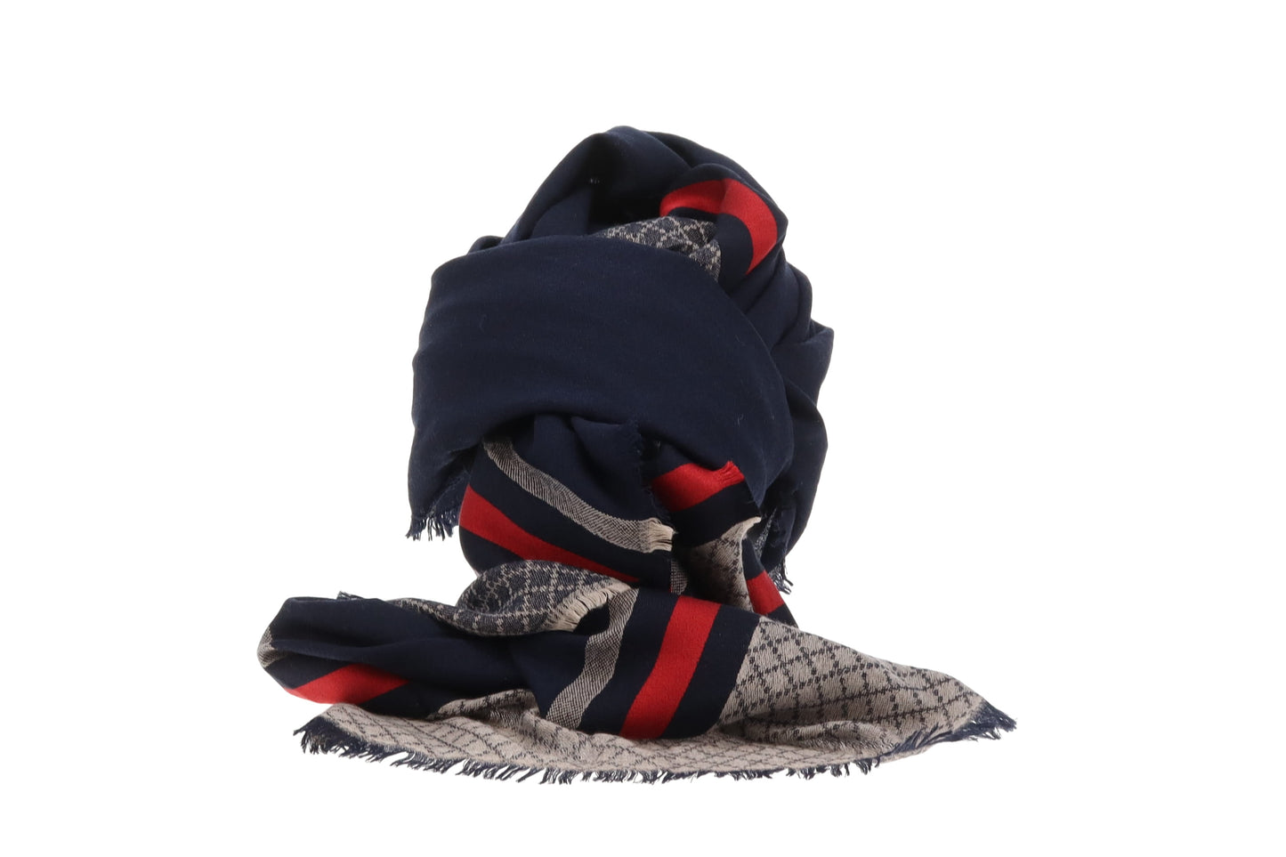 Gucci Wool & Silk Diamante Web Pattern Grey Shawl