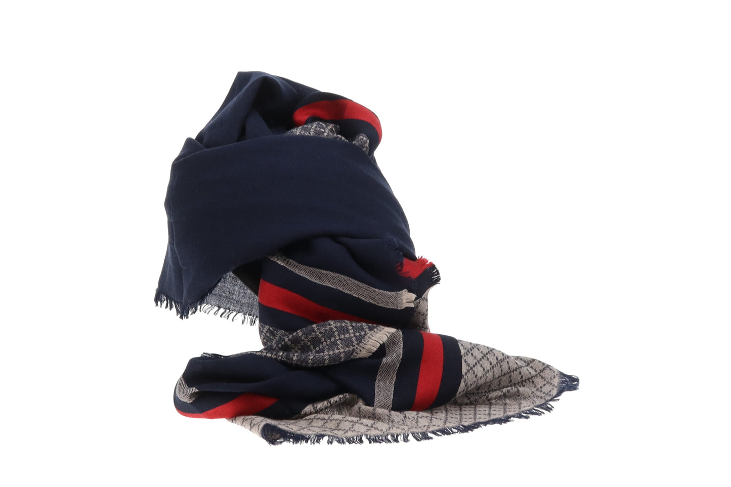 Gucci Wool & Silk Diamante Web Pattern Grey Shawl