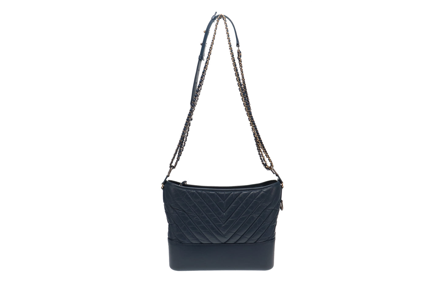 Chanel Dark Teal Chevron Aged Calfskin Medium Gabrielle Hobo 2018/19