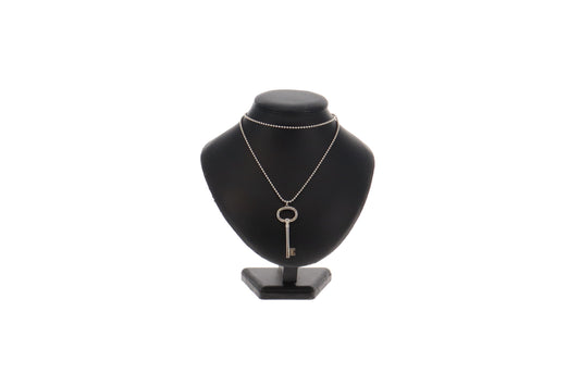 Tiffany & Co Sterling Silver Large Key Charm on Beaded Chain