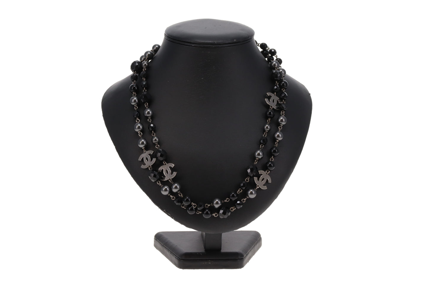 Chanel Costume Necklace In Onyx & Gunmetal Pearl & Bead 2008