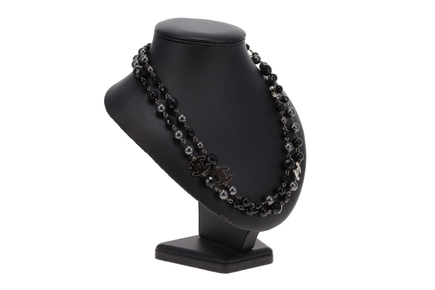 Chanel Costume Necklace In Onyx & Gunmetal Pearl & Bead 2008
