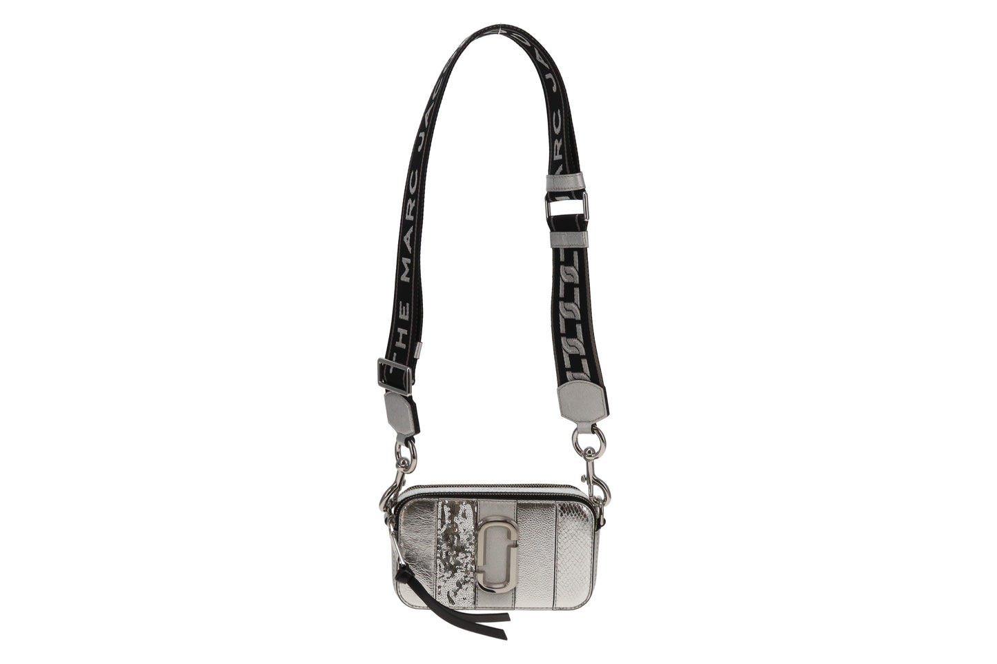 Marc Jacobs Snapshot Silver Sequin Snake Stripe