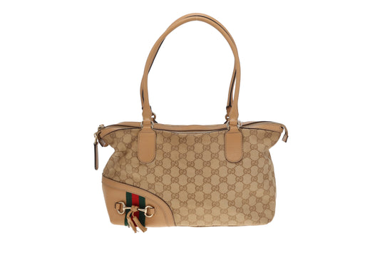 Gucci Horsebit Web Handbag GG Canvas