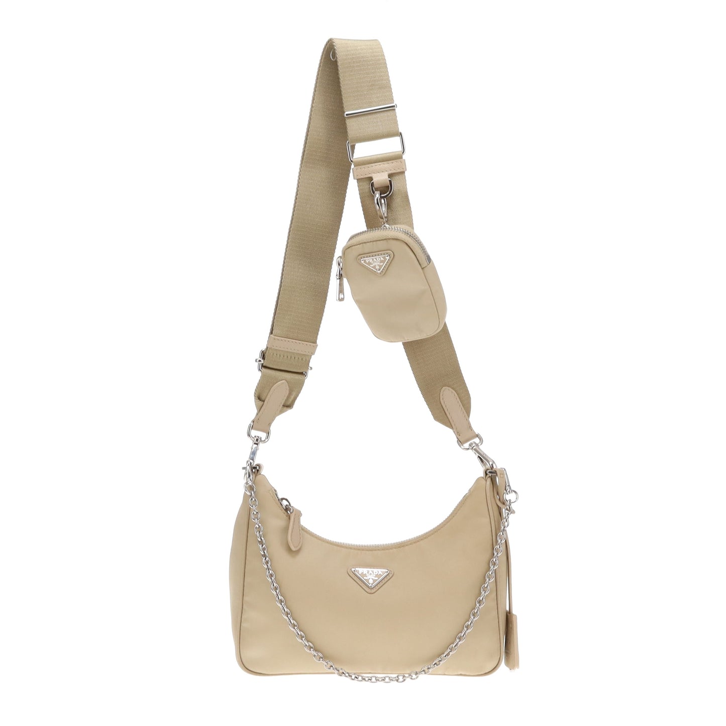 Sac bandoulière Prada Re-Edition en Re-Nylon beige