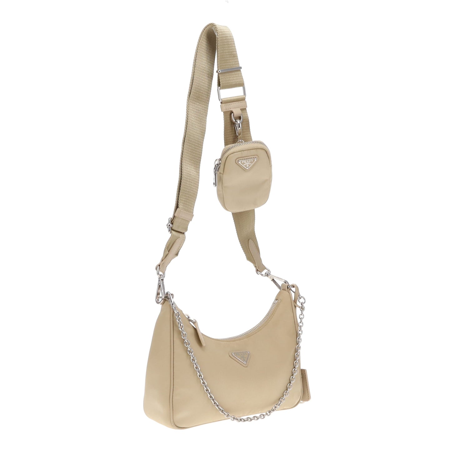 Sac bandoulière Prada Re-Edition en Re-Nylon beige