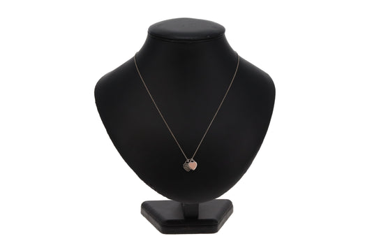 Tiffany & Co Mini Double Heart Pendant Pink Enamel & Silver with a Diamond