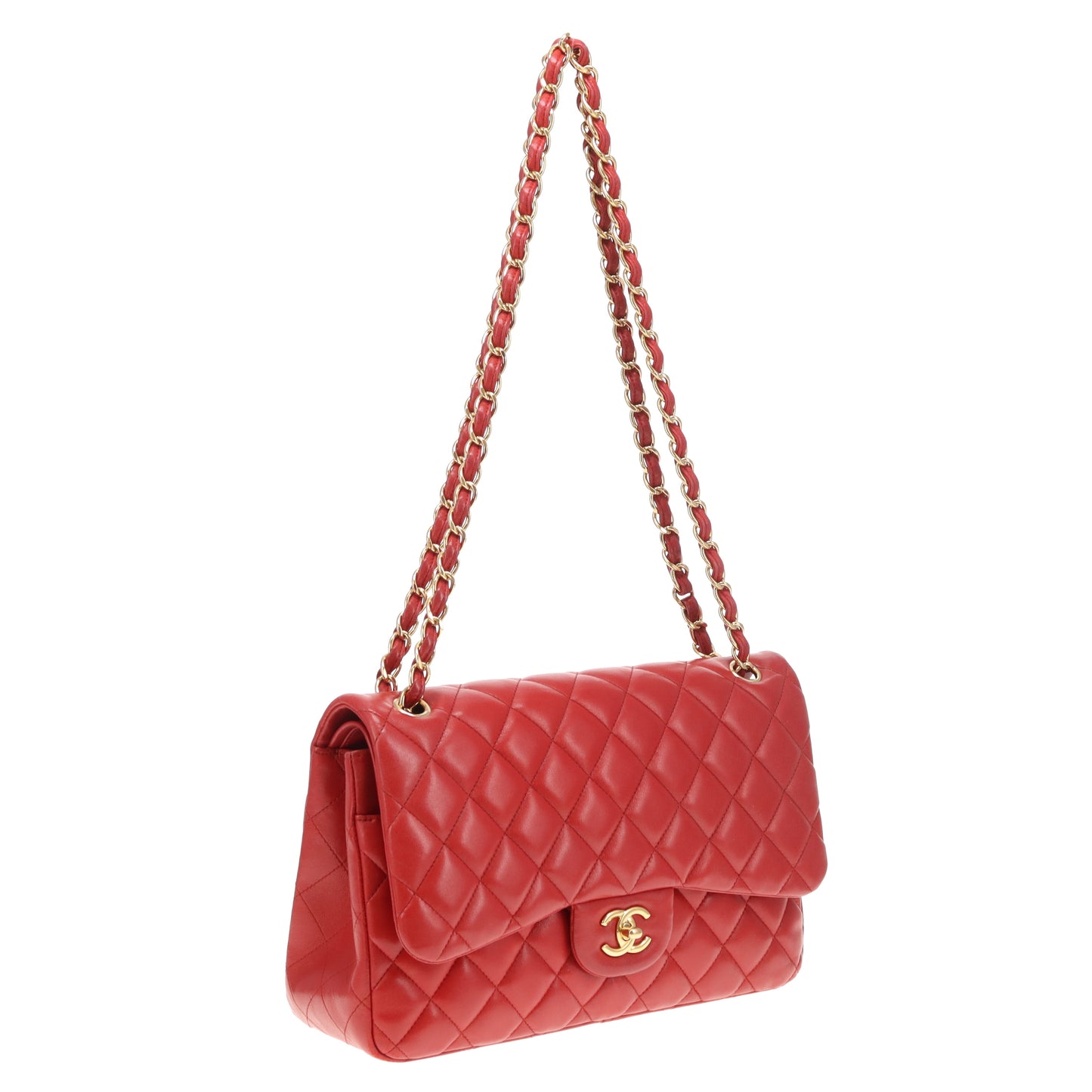 Chanel Classic Jumbo Double Flap Ruby Red Lambskin Gold Hardware 2015/16