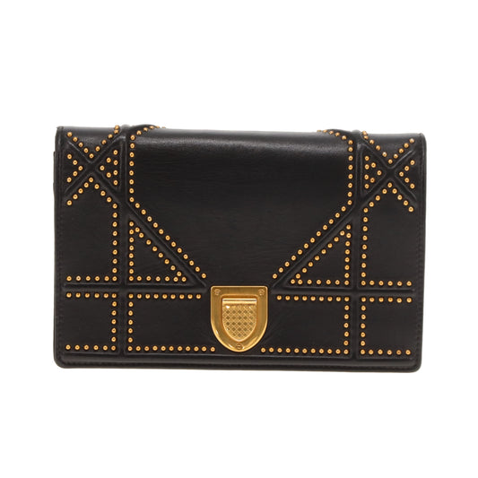 Dior Diorama Wallet on Chain Black Studded