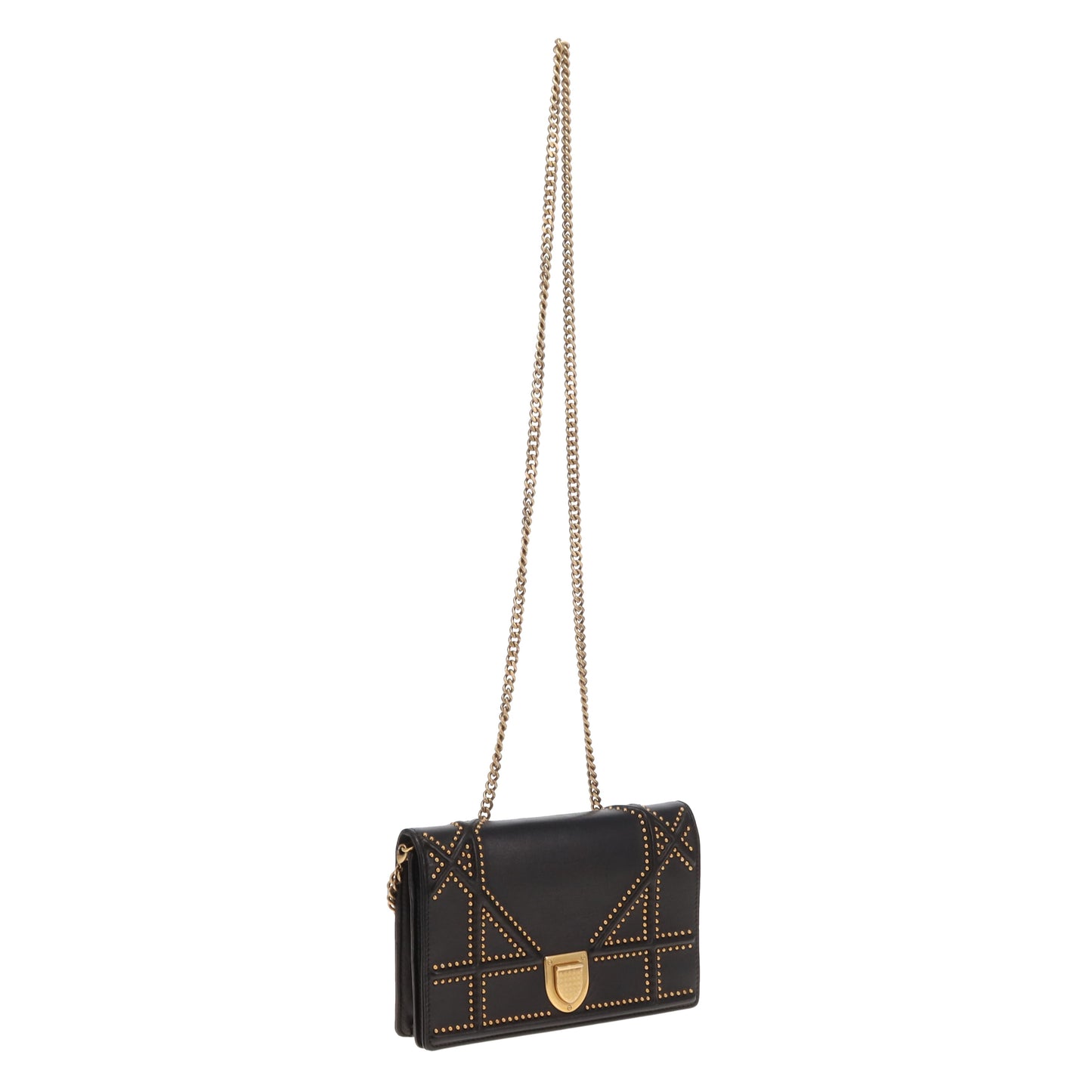 Dior Diorama Wallet on Chain Black Studded