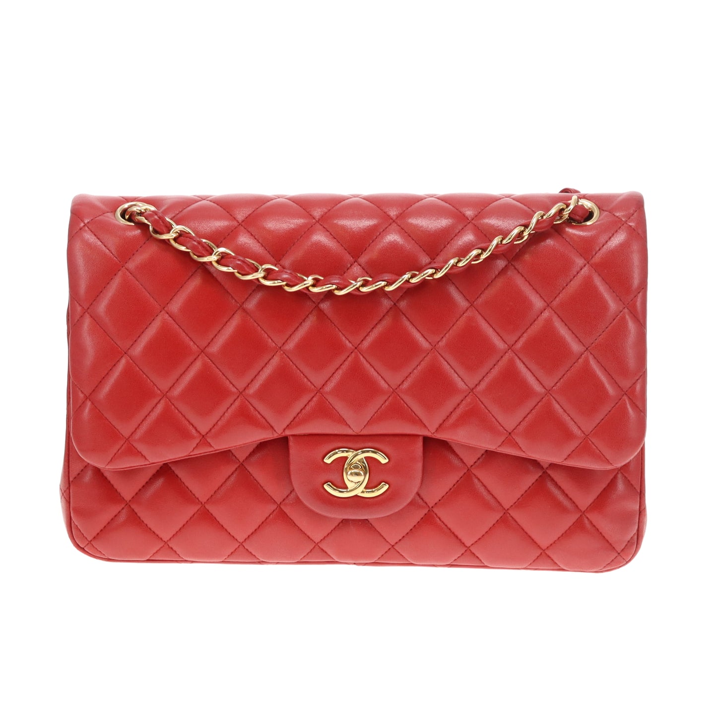 Chanel Classic Jumbo Double Flap Ruby Red Lambskin Gold Hardware 2015/16